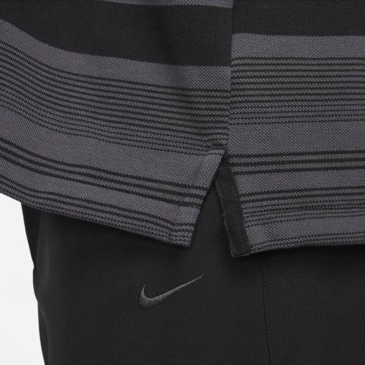 Nike Dri-Fit Unscripted Striped Logo Short Sleeve Polo Men Tops Black DV7906-010