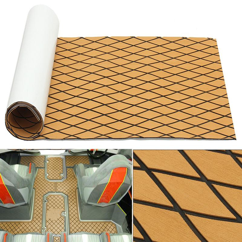 EVA Foam Faux Teak Boat Decking Mat Brown Deck Sheet Yacht Flooring Anti Skid Mat Self Adhesive Vehicle Pad 450x2400x6mm