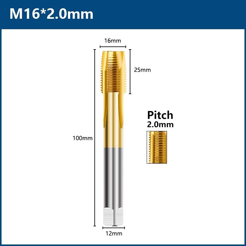 HSS Titanium Coating Screw Tap Drill Bit M2 M2.5 M3 M3.5 M4 M5 M6 M8 M10 M12 Metric Straight Flute Thread Tap Hand Tools Thread Lock3