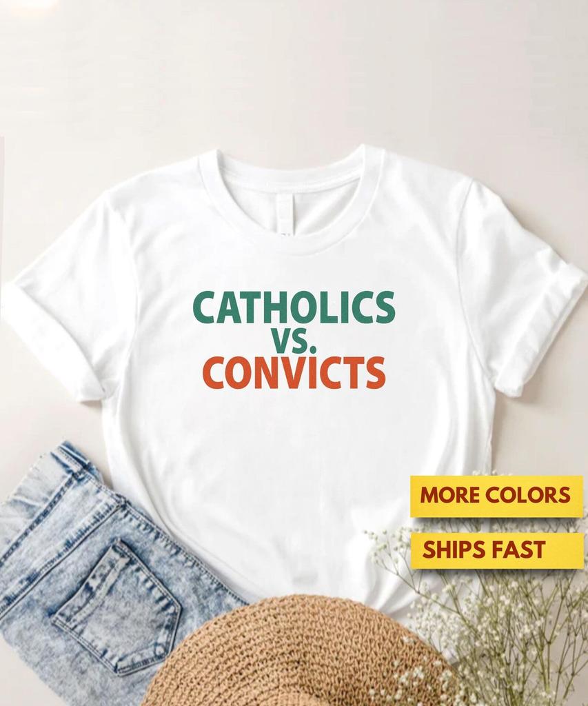 Catholics Vs Convicts Retro 1988 Football Shirt, Premium Ultra Soft Tee