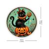 Винтажная круглая алюминиевая вывеска 'Клоун-Кот на Хэллоуин'