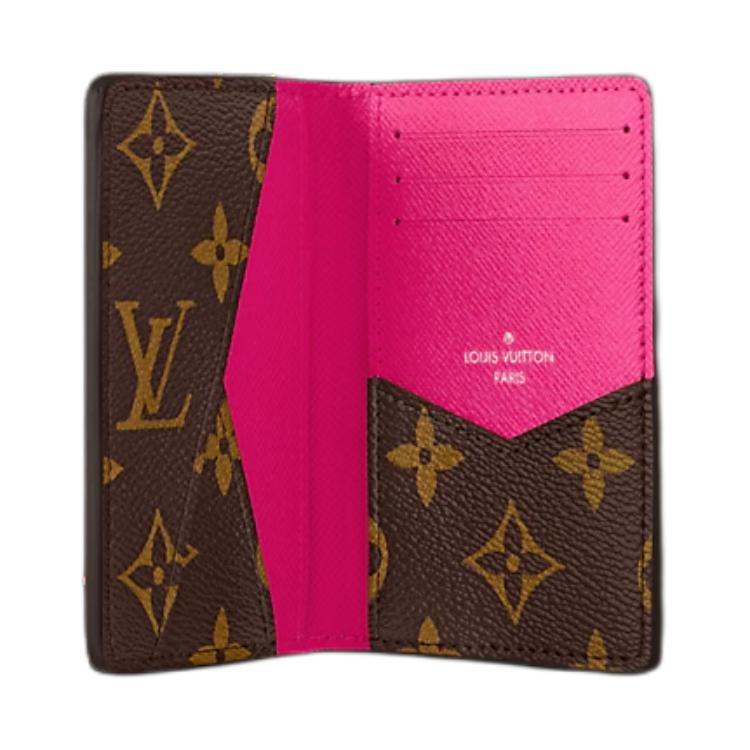 Louis Vuitton Colormania Pocket Organizer Letter Logo Flap Closure Coated Canvas Card Holder Men wallets Pink Brown M12831