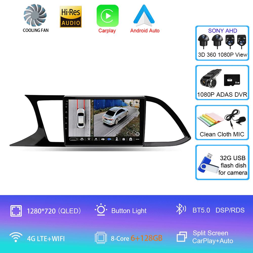 Автомобильное радио Android 14 Carplay для Seat Leon 3 2012 2013 2014 2015 - 2020 Навигация GPS Мультимедийный проигрыватель стерео Wi-Fi+4G Auto BT