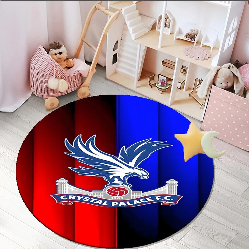 1PC round rug Crystal Fc Crest Printed Round Area Rug ,Rug For Home Office, Round Chair Rug, Decorative Carpet Fan gifts Christmas gift