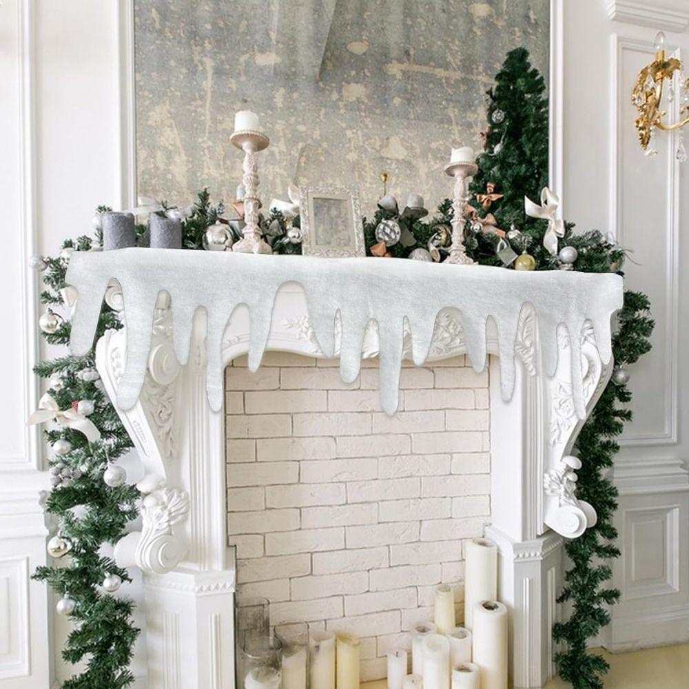 Полиэстеровое Рождественское Снежное Покрывало Рождественский Декор Мягкий Пушистый Снег Сосульки Настольная Дорожка