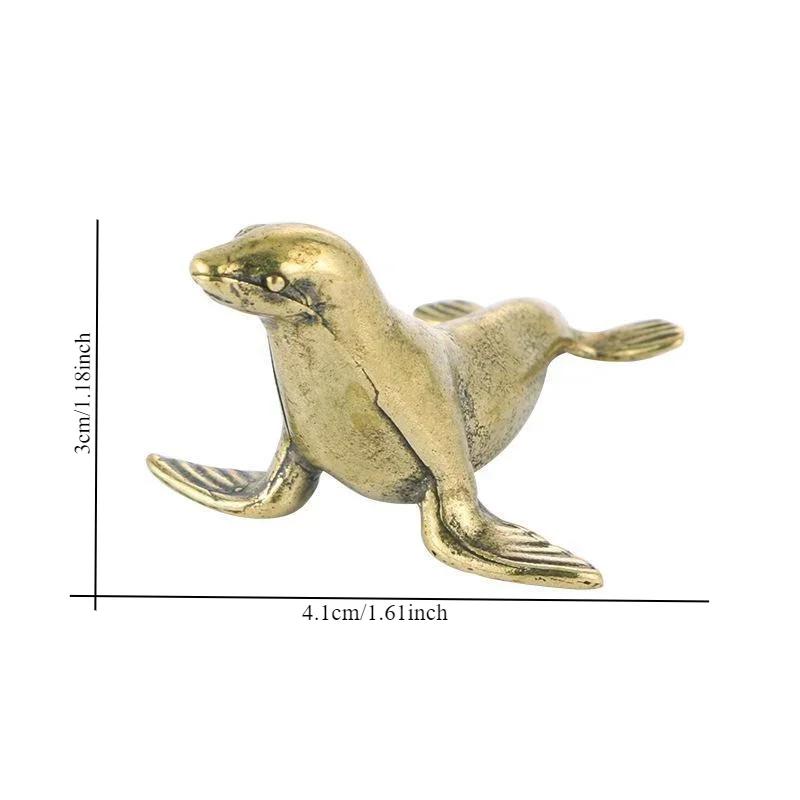 Cute Antique Antique Vintage Fun Seal Antique Brass Handle Creative Solid Copper Handicraft Collectible Ornaments