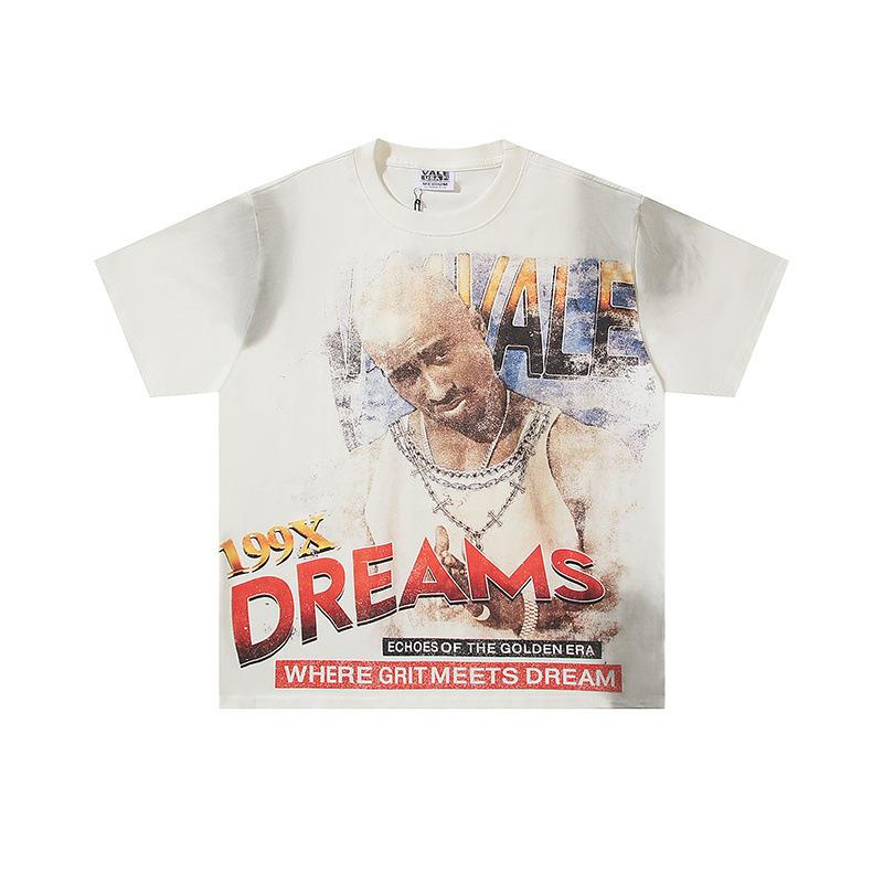26 Cross-border foreign trade VALL Meichao high street retro washing water old direct injection hot diamond short sleeve pullover men's and women's 