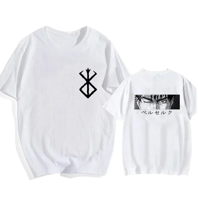 Футболка больших размеров с японским аниме Harajuku Berserk Guts Eyes Print Funny, графическая футболка, уличная футболка Manga, топ, футболки в стиле хип-хоп