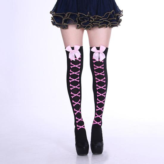 1 пара потрясающих чулок выше колена со страшным бантом