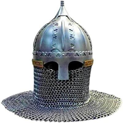 Стальной раннесредневековый шлем нормандского викинга типа Гнездово с кольчугой