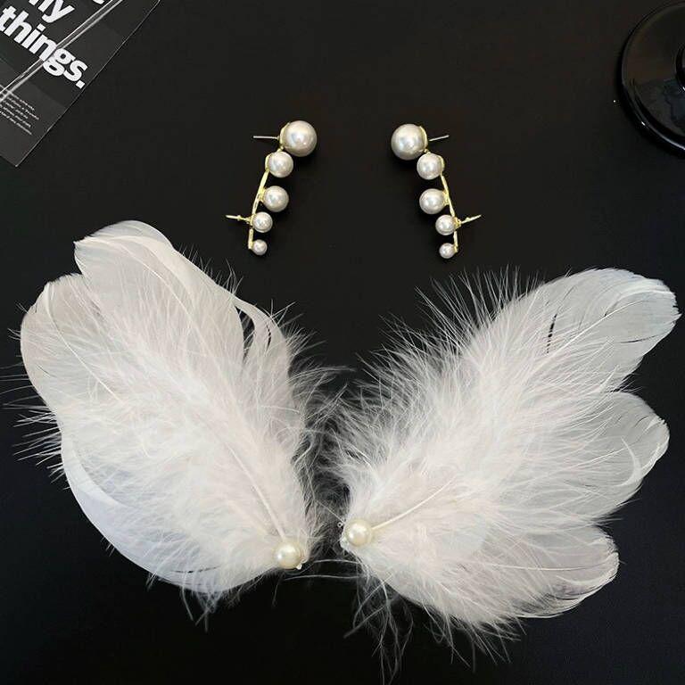 Головной убор из перьев белого лебедя: Заколка для волос «Балетная принцесса» и свадебная заколка для подружек невесты