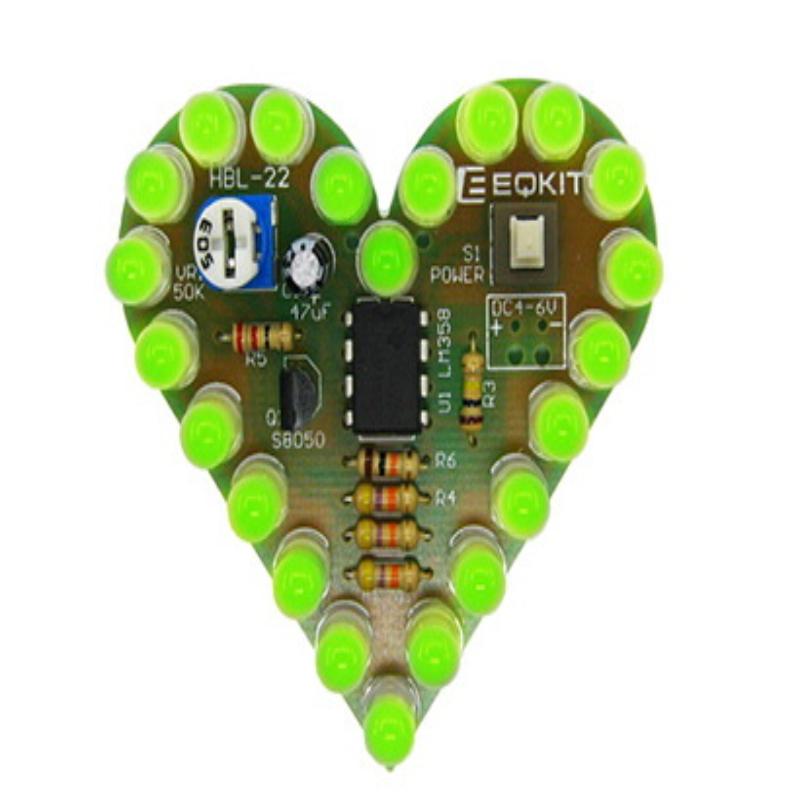 DIY Heart Shape Breathing Lamp Kit LED Circuit Board 4V 6V Electronic Solder Assembly for Electronics Student Project