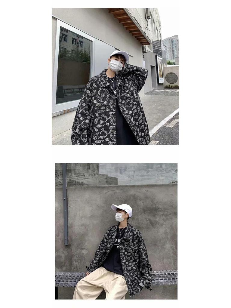 Мужская осенняя джинсовая куртка в корейском стиле с потертостями - жаккардовая, свободного кроя, повседневная, красивая, большого размера.