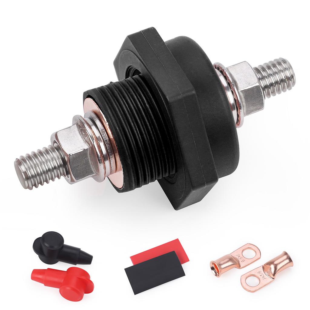 300A 48V DC Post Connectors Brass Replacement Terminal Kit 3/8in Stud Battery Power Junction for Car Camping RV Truck Boat