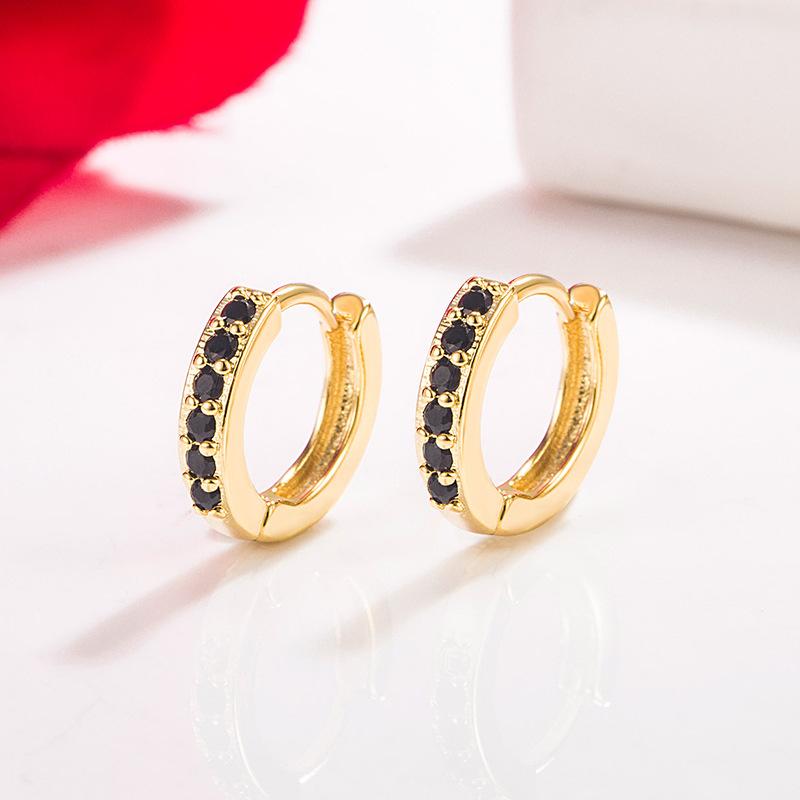 Женские серьги-гвоздики из 14-каратного золота с бриллиантами, однорядные, с полной пряжкой, Aros Mujer Oreja, настоящее 14-каратное желтое золото Orecchini