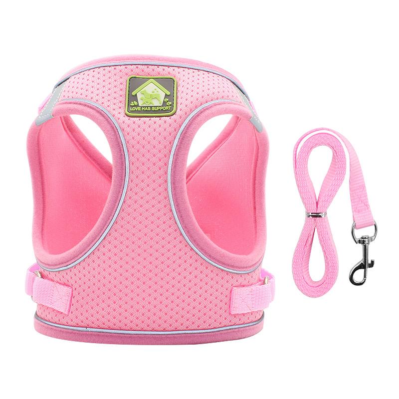 Cat Chest Harness with Leash Reflective Puppy Chest Strap Pet Mesh Breathable Chest Back Walking Cat Rope Kitten Leash