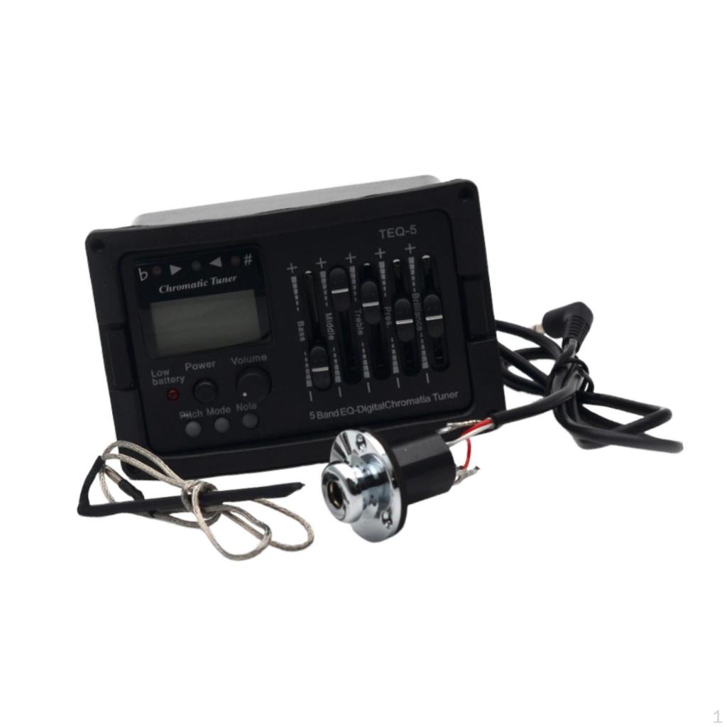 5-полосный предусилитель для акустической гитары, хроматический тюнер, пьезо-звукосниматель, регулятор громкости для