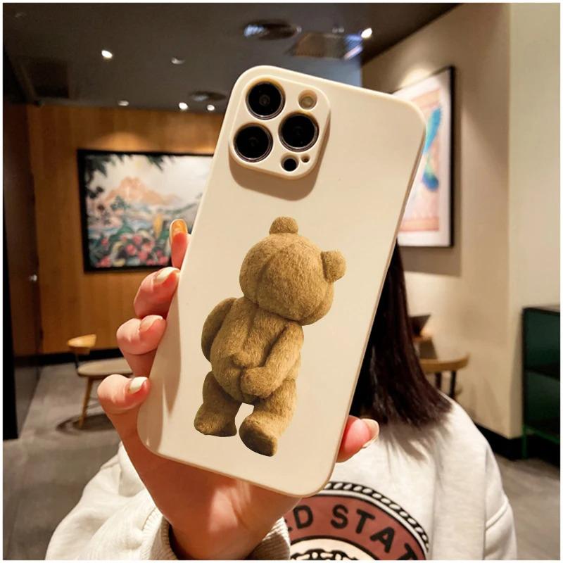 Чехол для телефона Ted Bear для iPhone 11 12 13 14 15 16 Pro Max Plus Mini 7 8 SE X XS XR Мягкий силиконовый чехол