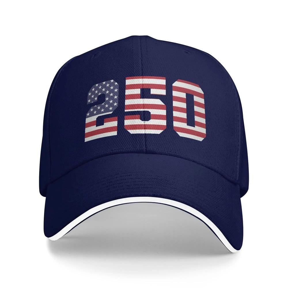 USA 250 Number Print Baseball Cap Adjustable Cotton Casual Trucker Hat Adult Sports