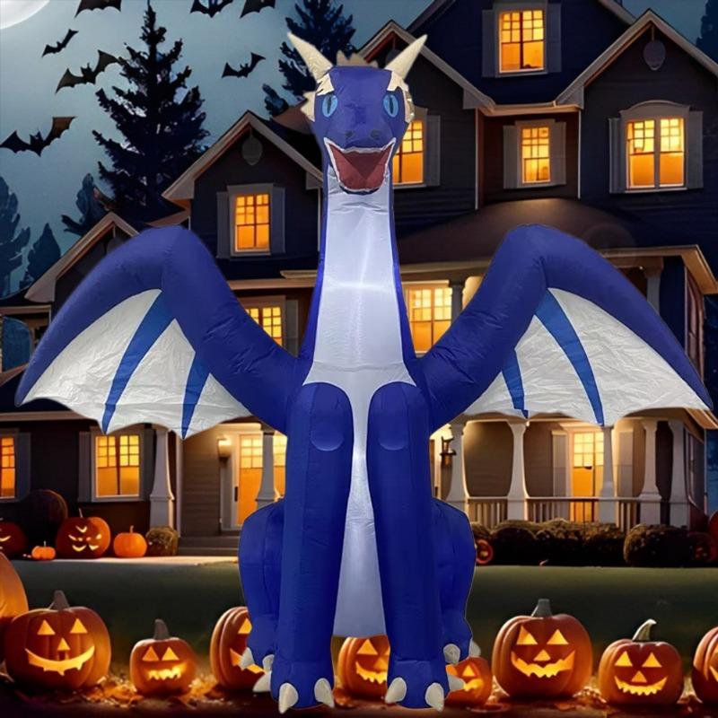 Inflatable Toy Blue Dragon Halloween Inflatable Model Luminous Inflatable Model Halloween Atmosphere Decoration Model