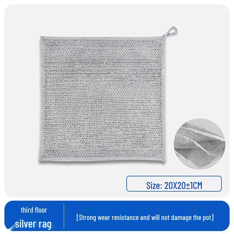 Двусторонняя салфетка для посуды из серебряной нити: Антипригарное масло, мочалка из стальной ваты для уборки кухни