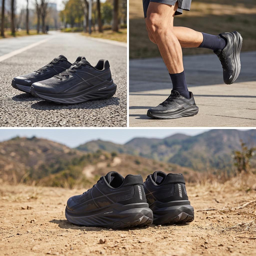 Anta Textile, Rubber Low top Running Shoes Men's Carbon Gray Black 112615502A-2