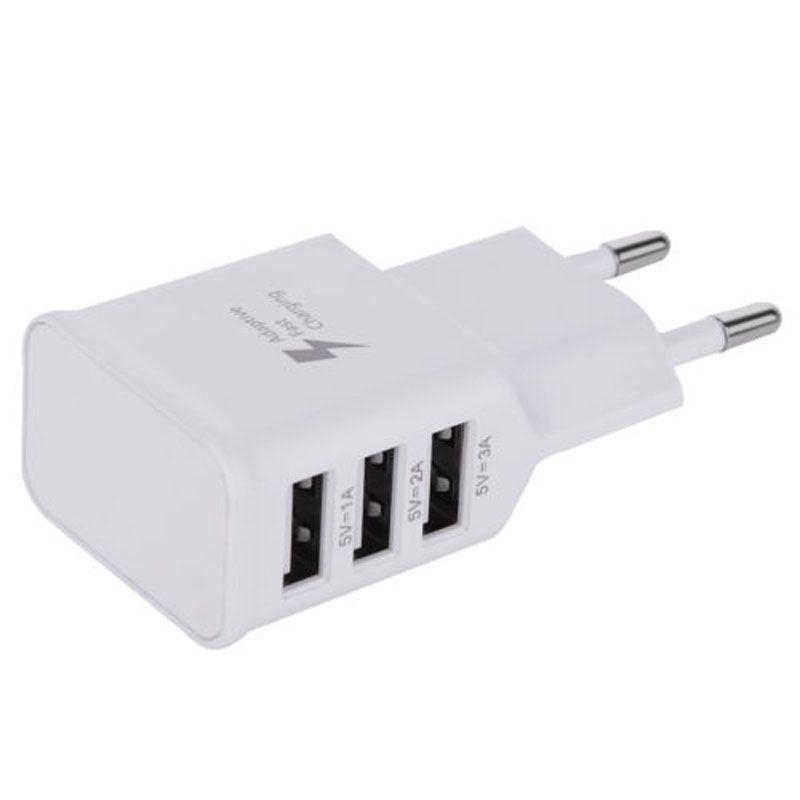 Умное USB настенное зарядное устройство для телефона Samsung, 3 порта, штекер EU, естественное охлаждение, белое