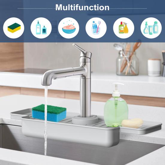 Силиконовый брызгозащитный коврик для крана, дренажный коврик для раковины, водоуловитель, лоток для сушки, держатель губки для посуды, кухонный органайзер, гаджеты