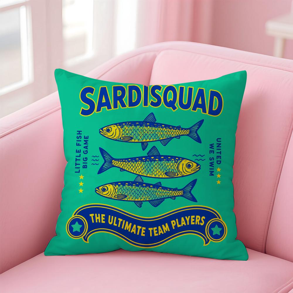 Cushion Cover Colorful Trendy Sardines Short Plush Soft DoubleSided Printing Pillow Case Cozy Sofa Bedroom Home Decor Gift