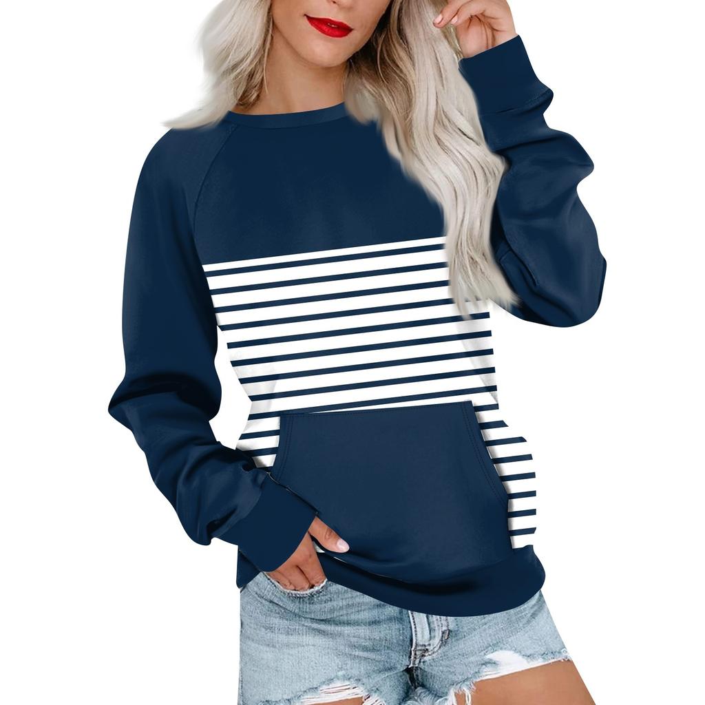 Женская толстовка с длинным рукавом, повседневная, с круглым вырезом, симпатичная, с принтом, легкая толстовка с карманом