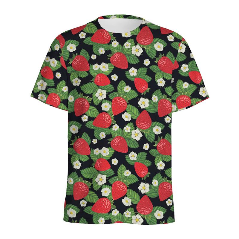 Модная футболка с рисунком киви и клубники, мужские футболки с 3D принтом в виде фруктов, женские футболки с круглым вырезом, топы, свободные короткие рукава