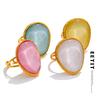 Exquisite Candy Multi-Color White Pink Blue Yellow Resin Adjustable Ring Gold Color Stainless Steel Summer Jewelry Gift