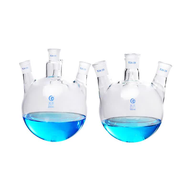 Borosilicate Glass Slanted Four-Neck Reaction Flask