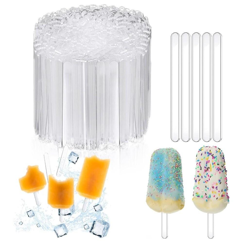 50PCS Flat Stick Popsicle Sticks Rounded End Craft Sticks New Candy Sticks Party Supplies