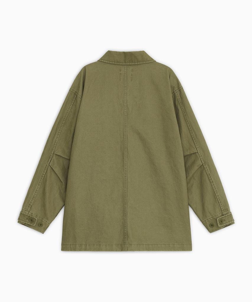 OHESHIO Star Floral Washed Cotton Jacket, Olive