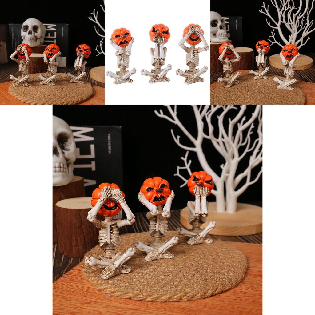 Horror Pumpkin Skull Figure For Festive Halloween And Holiday Scene Decoration