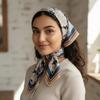 Lightweight Double-sided Printed Silk Scarf Breathable Retro Patterned Square Shawl  Spring