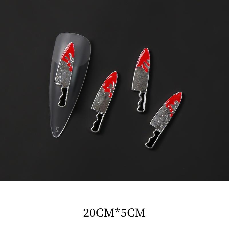 10 шт., искусственный нож с кровью, Хэллоуин, 3D подвески для ногтей, панк, металлический сплав, сделай сам, украшения для ногтей, маникюр, украшение для ногтей