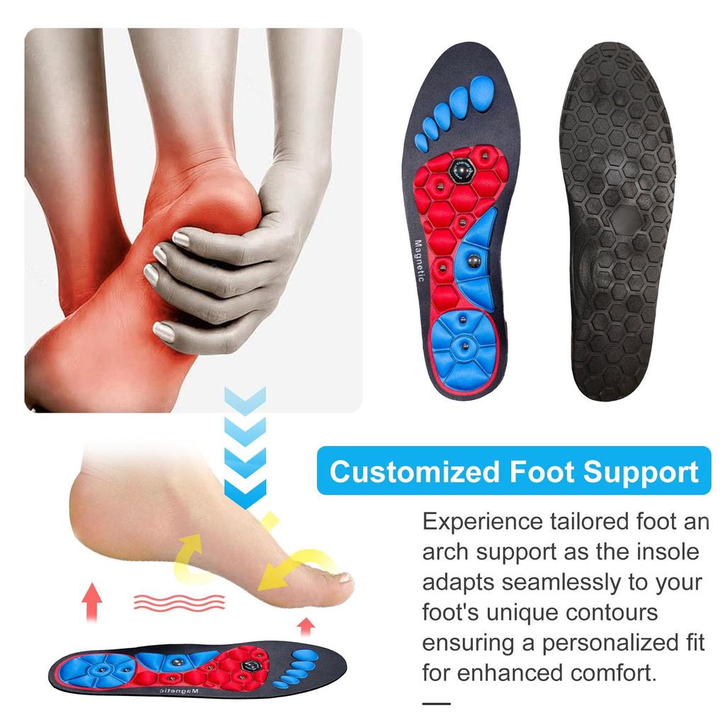1 Pair Acupressure Foot Insoles for Men Women Orthopedic Gel Comfort Magnetic Shoe Inserts with Foot Magnets Magnetic Technology Arch Support Insole
