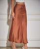 Spring Summer Solid Color Satin Long Skirt For Women High Waist Lace-Up Elegant Skirts