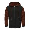 Men Zip Up Long Sleeve Pullover Casual Color Block Hooded Sweatshirt Drawstring Sport Winter Jacket With Pocket