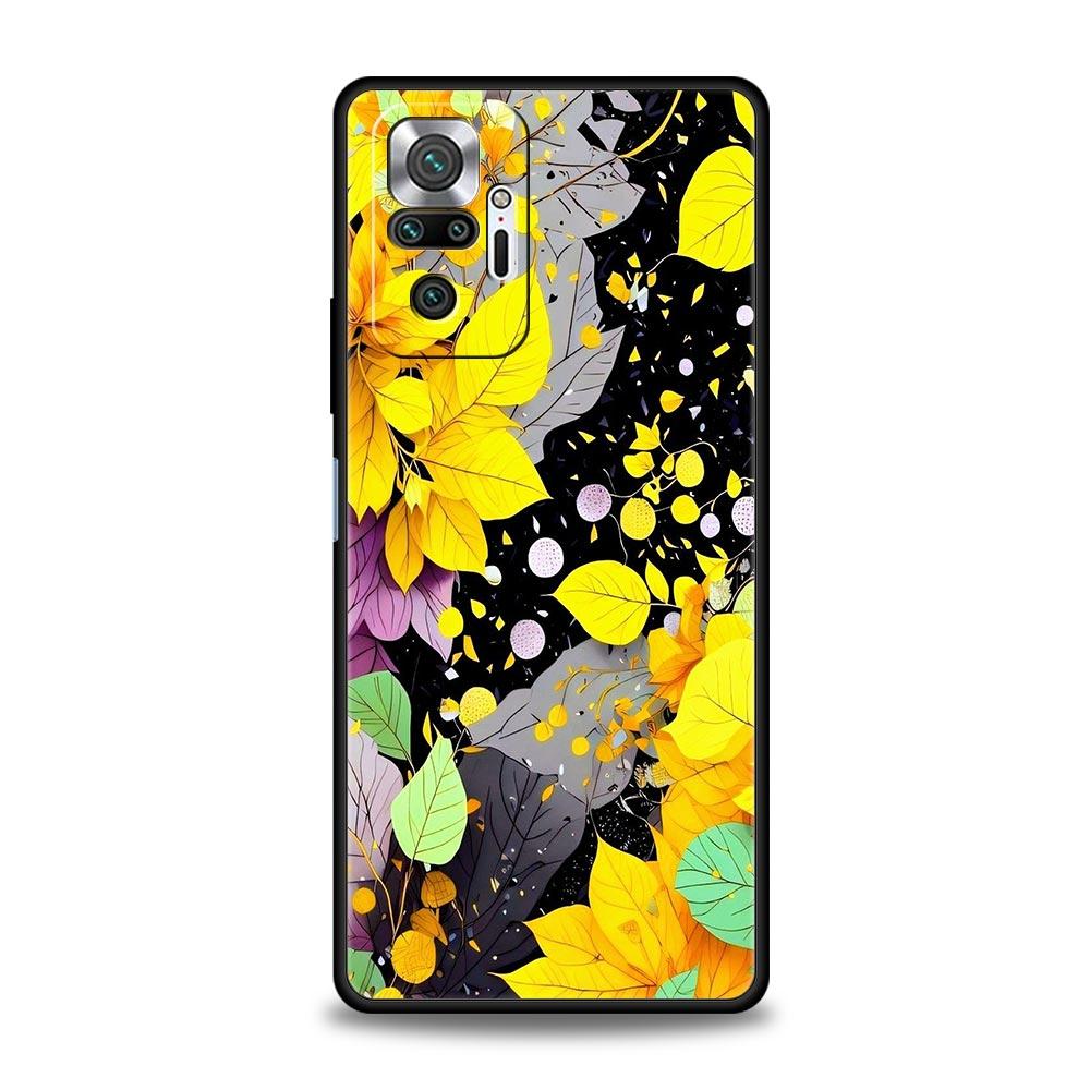 Abstract Plants Flower Phone Case Cover for Redmi 14C 10C Note 15 14 13 12 10 11 K40 Pro Plus 5G Soft TPU Shockproof Shell Funda