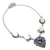 Natural Snowflake Obsidian, Pearl 925 Sterling Silver Jewelry Necklace 18" V0H20