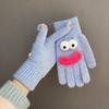 Yousheng Забавные мультяшные вязаные перчатки Милые перчатки с большими глазами Теплые перчатки Зимние ребристые перчатки с сенсорным экраном для вождения, поездок на работу, езды на велосипеде, повседневных дел