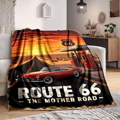 1 шт. Плед Route 66, Плед для дивана, кровати, Путешествий, Кемпинга, Гостиной,