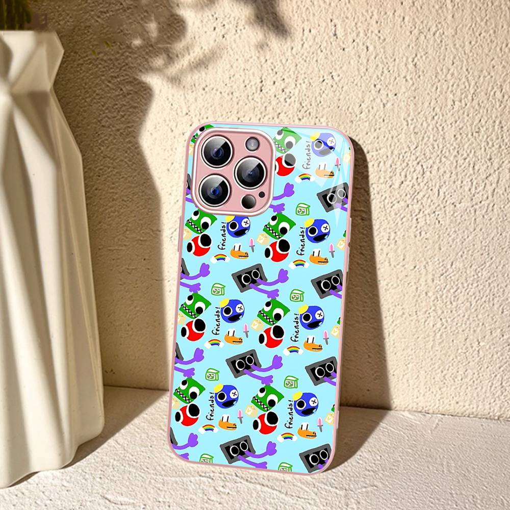 Cartoon R-Rainbow Friends Tempered Glass For Iphone 14 13 12 11 Pro Mini XS MAX 14Plus X XS XR Fundas