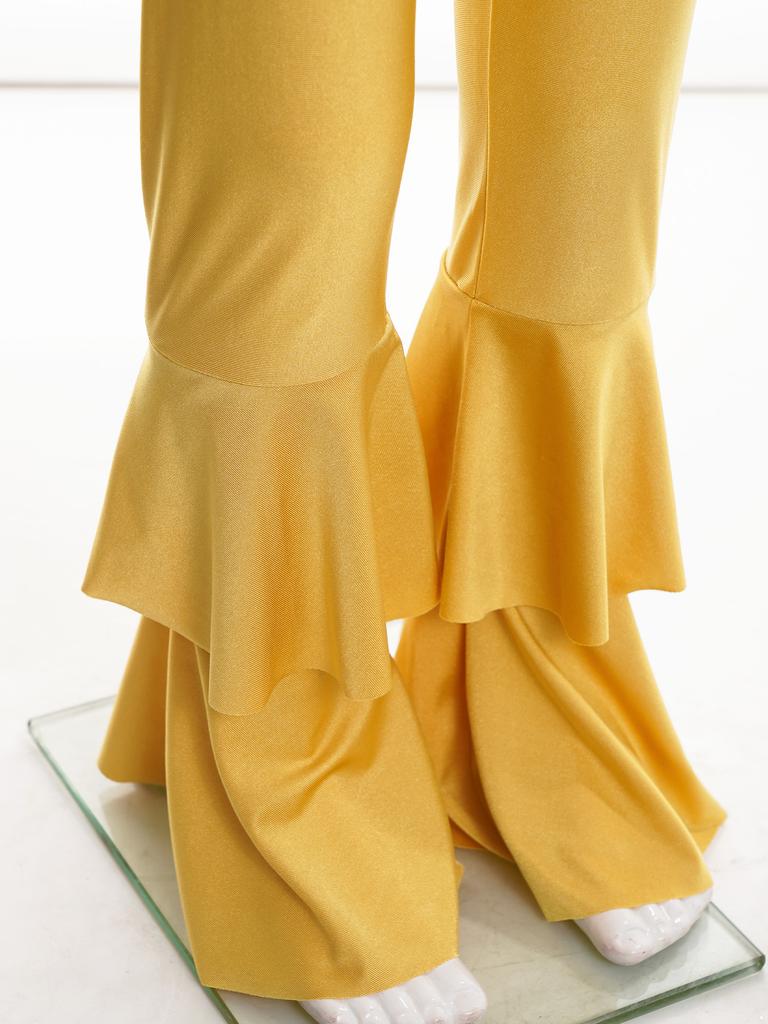 Kids Girls Unitards Bodysuit Sleeveless Tiered Bell-bottom Pants Style Dance Gymnastic Leotard Jumpsuit