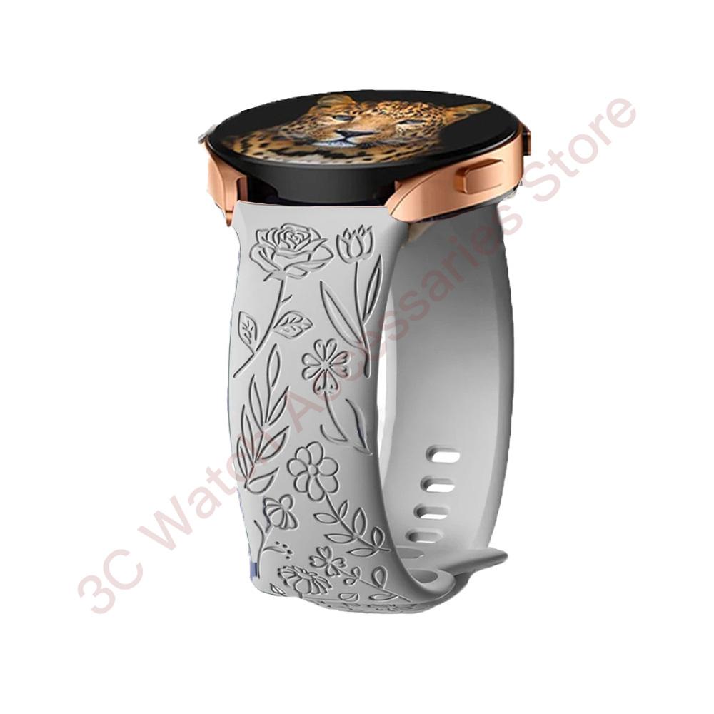 18 мм 20 мм 22 мм Ремешок с гравировкой розы для Samsung Galaxy Watch 654 40 мм 44 мм Gear S3 Силиконовый Милый Ремешок Классический 43 мм 45 мм Active 2