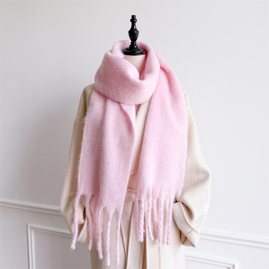 20*200cm Small Long Cashmere Scarf Women Thick Winter Warm Solid Color Shawl Wraps Tassel Hijab Stoles Foulard Femme Pashmina