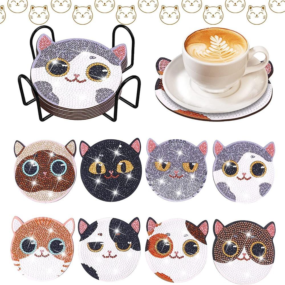 Anti Slip DIY Painting Coasters Cartoon DIY Cat Tablemat Home Decor